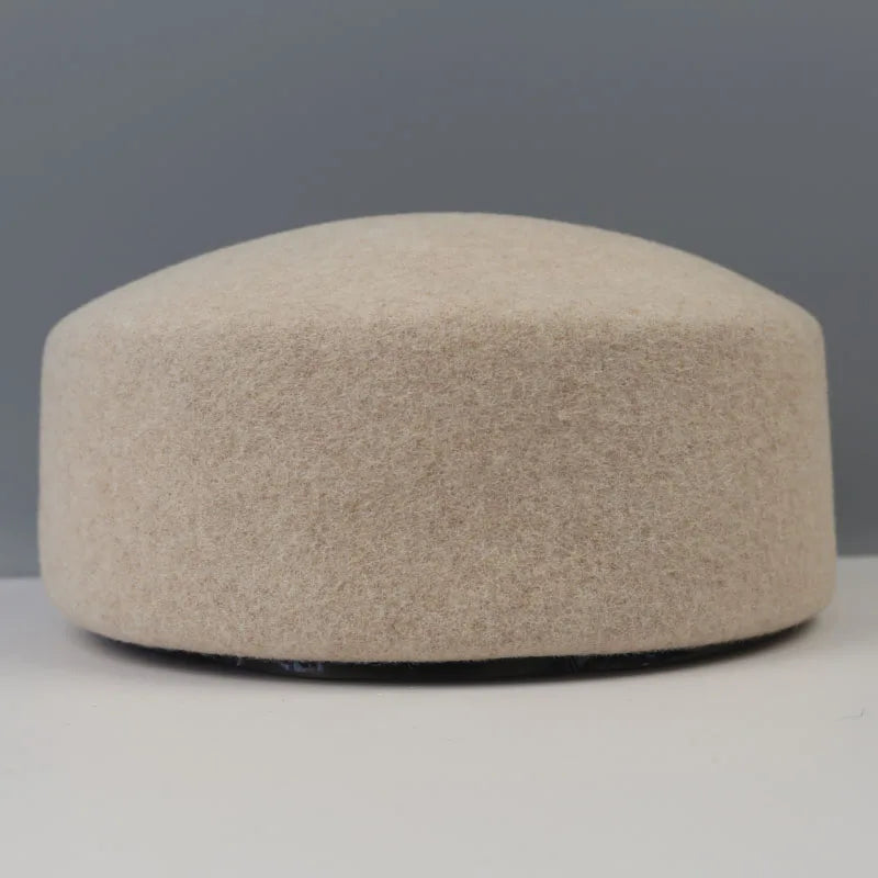 Chapeau Fedora en feutre à calotte rigide vintage pour femmes, 100% laine, béret plat, chapeau de mariage, fascinateur, chapeau de cocktail classique, chapeau pillbox
