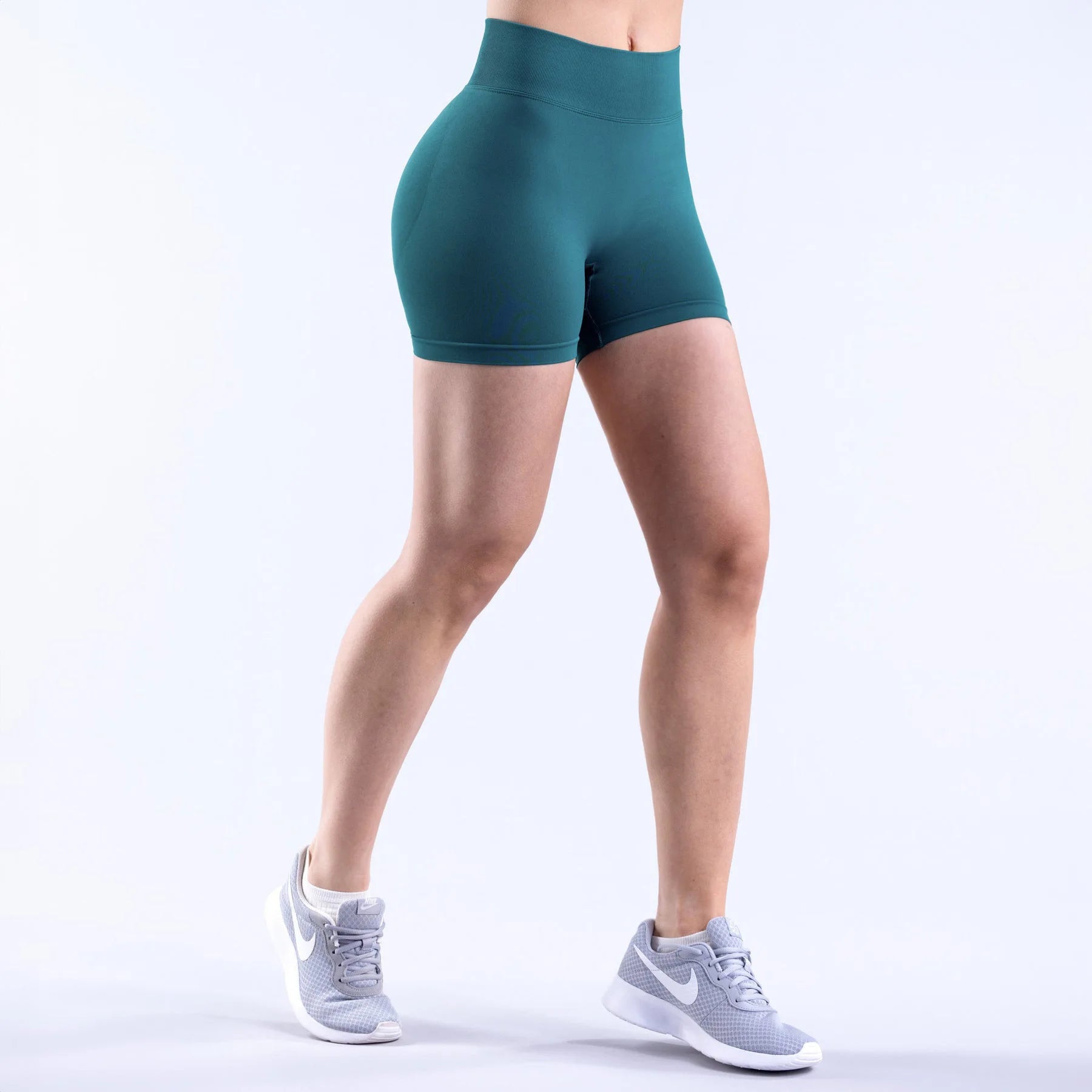 Shorts de yoga pour femmes, sans couture, taille haute, séchage rapide, haute élasticité, effet push-up, color block, pour la gym, le fitness et la course à pied