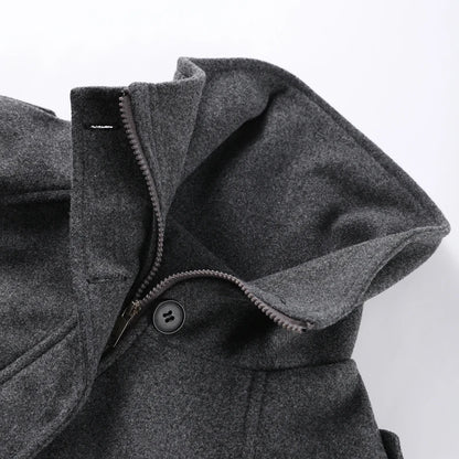 Manteau en laine femme, coupe ample, fermeture zippée et poches