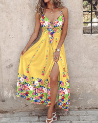 Robe longue à bretelles à œillets pour femmes, élégante, hawaïenne, vacances, sans manches, été