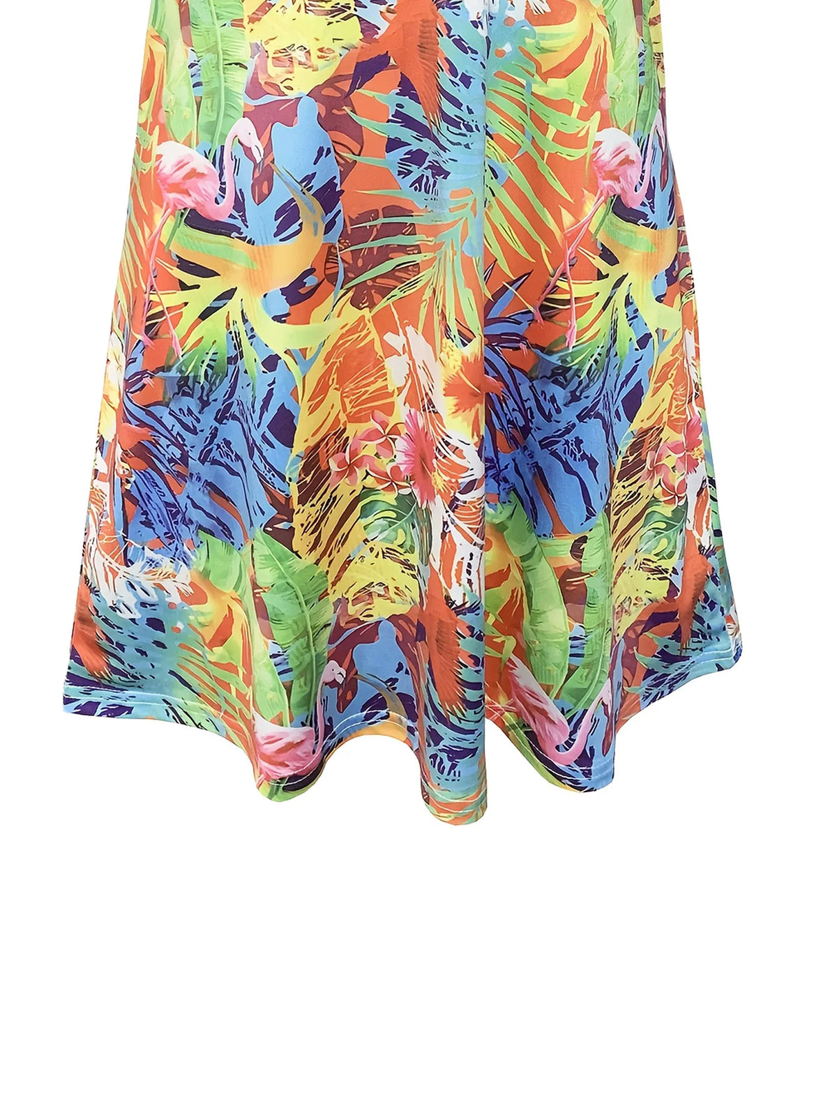 Mini robe à col en v pour femmes, imprimé Tropical, robe de plage de vacances Sexy, robe de soirée d'été fluide pour femmes