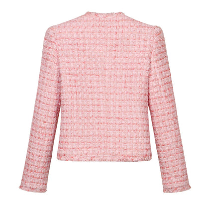 Veste femme façon tweed, simple boutonnage et poches