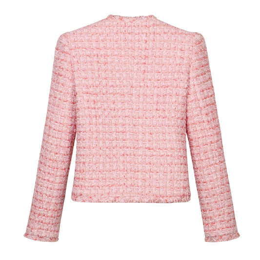 Veste femme façon tweed, simple boutonnage et poches
