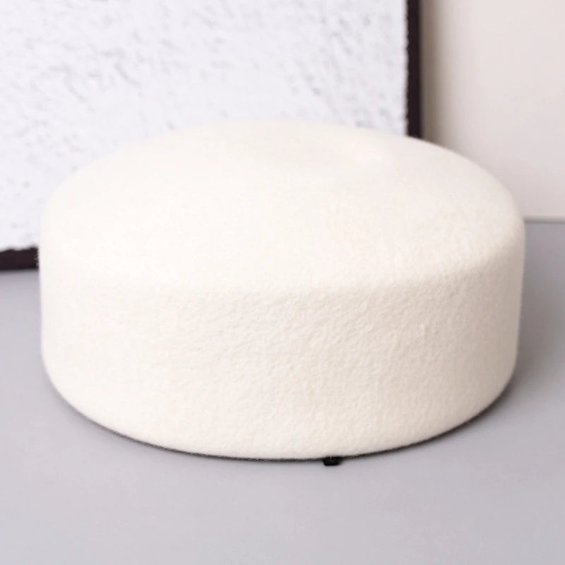 Chapeau Fedora en feutre à calotte rigide vintage pour femmes, 100% laine, béret plat, chapeau de mariage, fascinateur, chapeau de cocktail classique, chapeau pillbox