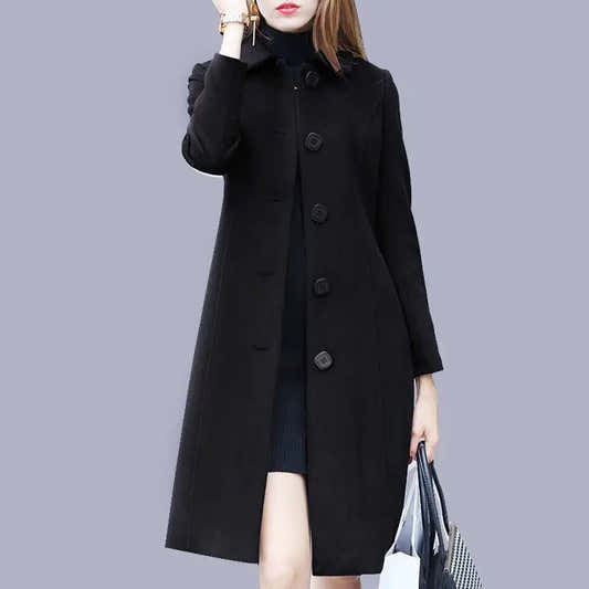 Femmes laine veste manteau épais laine pardessus col rabattu simple boutonnage Vintage vêtements d'extérieur bureau dame automne hiver 2025