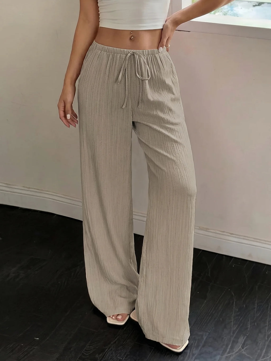 Pantalon large uni élégant et polyvalent pour femme