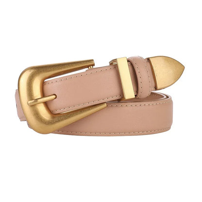 Ceinture en cuir véritable pour femme, cuir bordeaux avec structure en métal doré, mode décontractée de luxe, environnement pour robes en jean