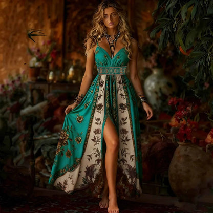 Robe Maxi Florale Bretelles Femme – Sans Manches Épaules Dénudées