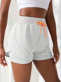Short de Yoga taille haute pour femmes, avec contrôle de proximité élastique, short de course, faux pantalon deux pièces
