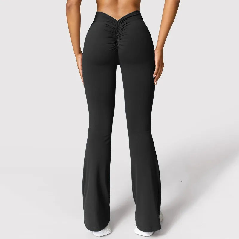 Mode Micro corne Leggings femmes v-back taille pantalons de sport taille haute Push Up fesses pantalons de sport solide mince Leggings décontractés