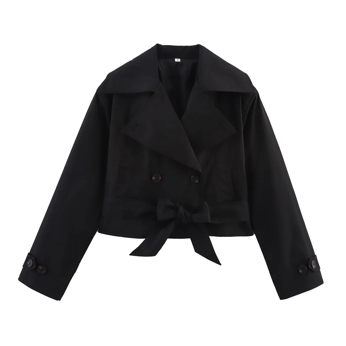 Trench femme croisé court à ceinture ajustable et col à revers