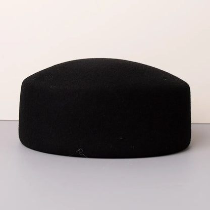 Chapeau Fedora en feutre à calotte rigide vintage pour femmes, 100% laine, béret plat, chapeau de mariage, fascinateur, chapeau de cocktail classique, chapeau pillbox