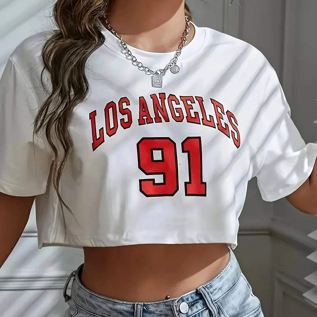Crop Top Brooklyn New York Graphique – Haut Court Sport Décontracté Femme