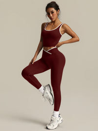 Ensemble Yoga 2 Pièces Femme – Leggings Croisé en V & Brassière Sport