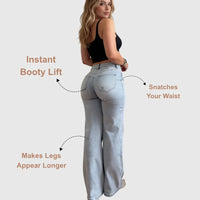 Jean taille haute à jambe large pour femme, en denim extensible, effet push-up et coupe sculptante, pour usage quotidien décontracté, tailles XS-2XL, livraison directe