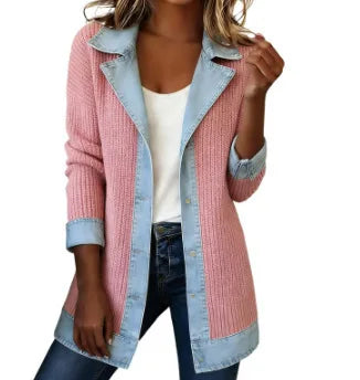 Veste en jean patchwork femme