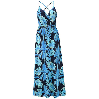 Robe longue bohème fleurie à col V