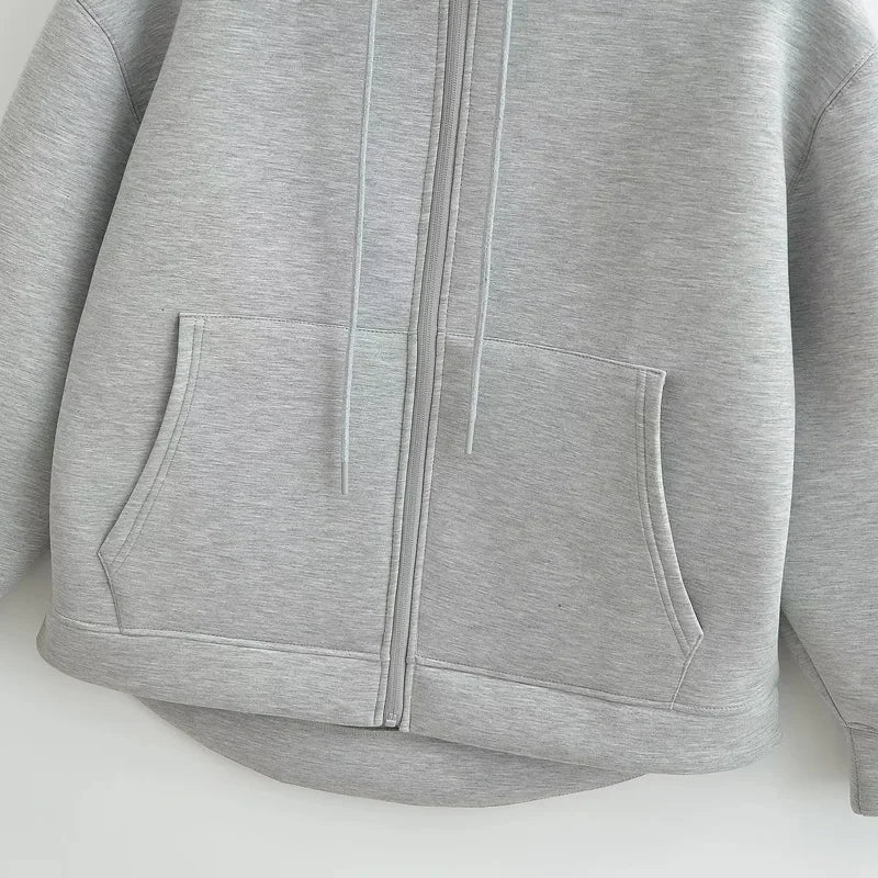 Veste à capuche femme zippée, coupe ample et poches