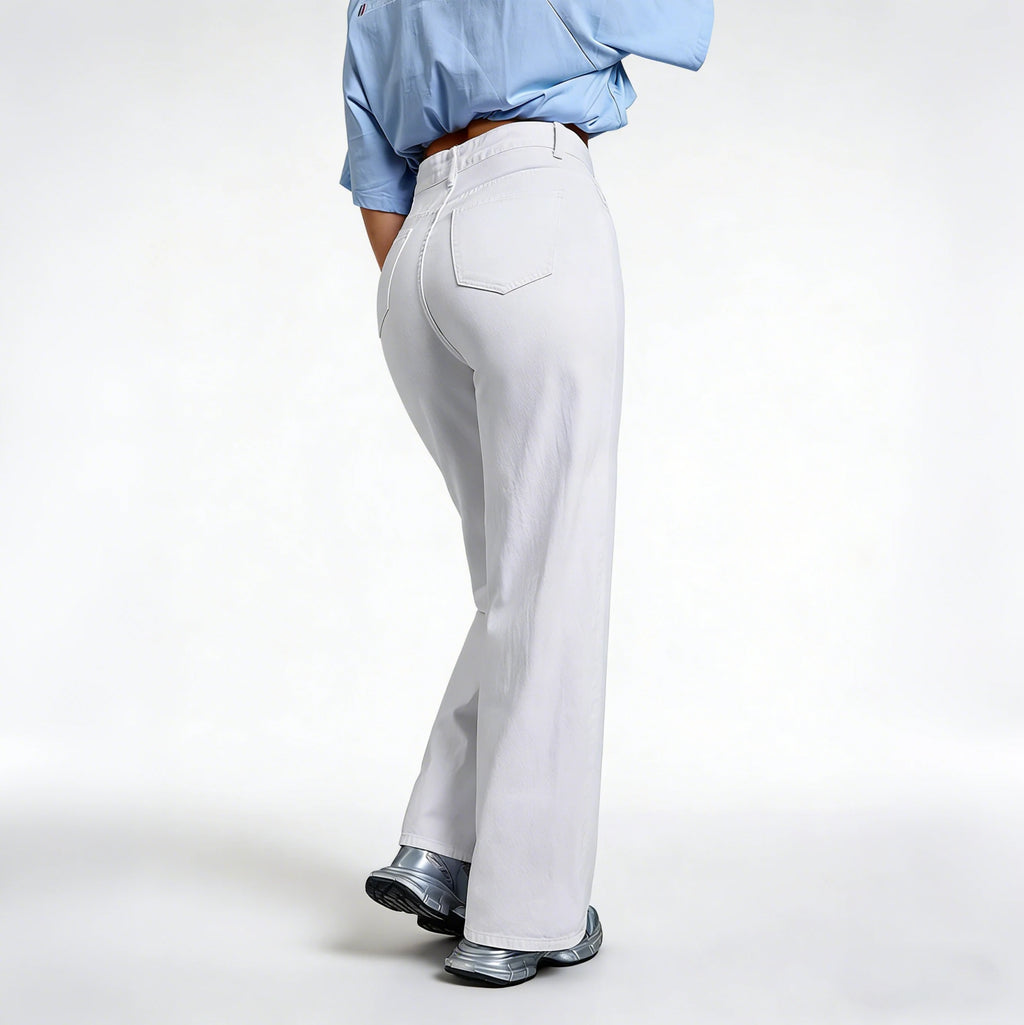Jean taille haute à jambe large pour femme, en denim extensible, effet push-up et coupe sculptante, pour usage quotidien décontracté, tailles XS-2XL, livraison directe