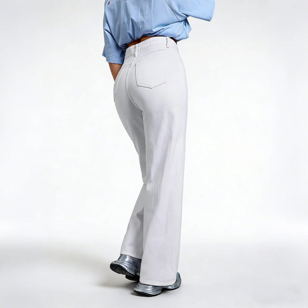 Jean taille haute à jambe large pour femme, en denim extensible, effet push-up et coupe sculptante, pour usage quotidien décontracté, tailles XS-2XL, livraison directe