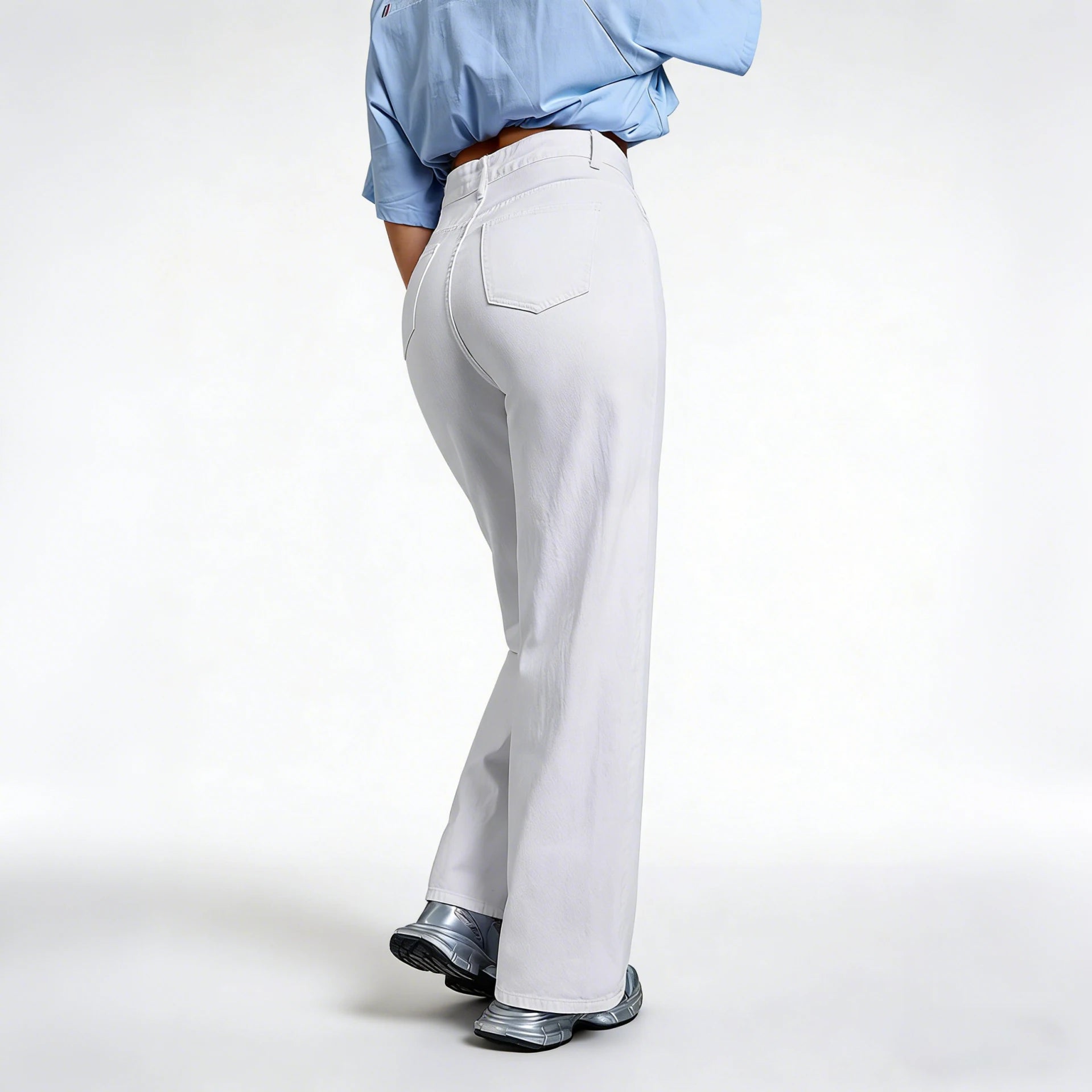 Jean taille haute à jambe large pour femme, en denim extensible, effet push-up et coupe sculptante, pour usage quotidien décontracté, tailles XS-2XL, livraison directe