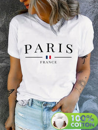 T-Shirt Paris France 100% Coton Femme – Imprimé Streetwear