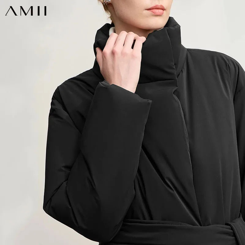 Doudoune femme longue AMII hiver 2025 chaude et élégante