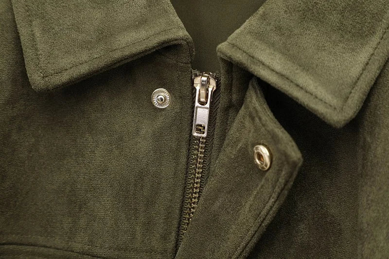 Veste bomber femme en suédine oversize zippée