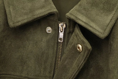 Veste bomber femme en suédine oversize zippée