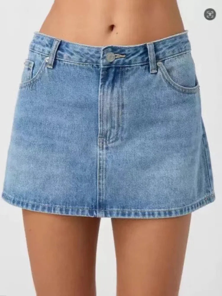 Jupe Courte en Jean Femme Taille Mi-Haute – Coupe Ajustée Élastique