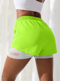 Short de Yoga taille haute pour femmes, avec contrôle de proximité élastique, short de course, faux pantalon deux pièces