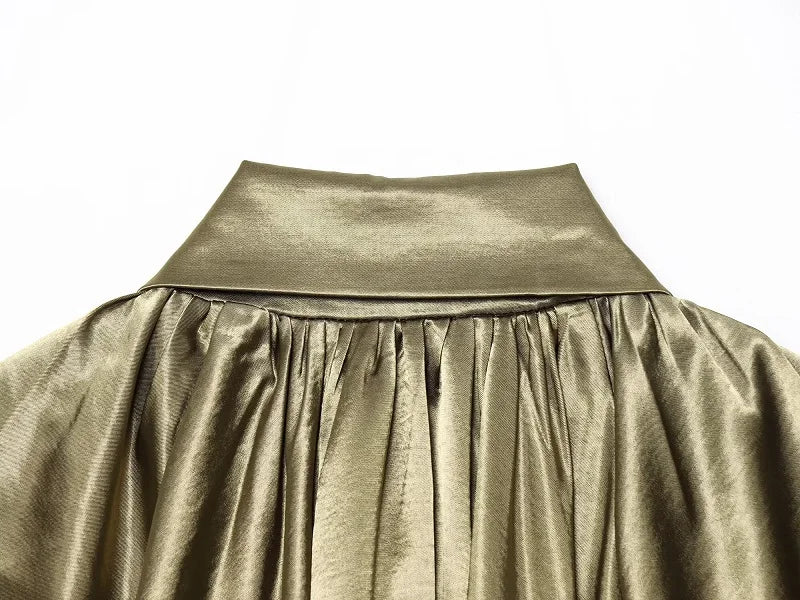 Blouson femme froncé à coupe ample, col rabattu et zip