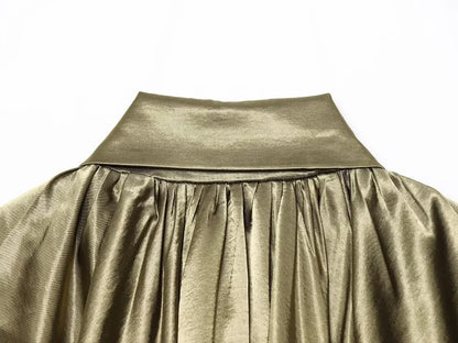 Blouson femme froncé à coupe ample, col rabattu et zip