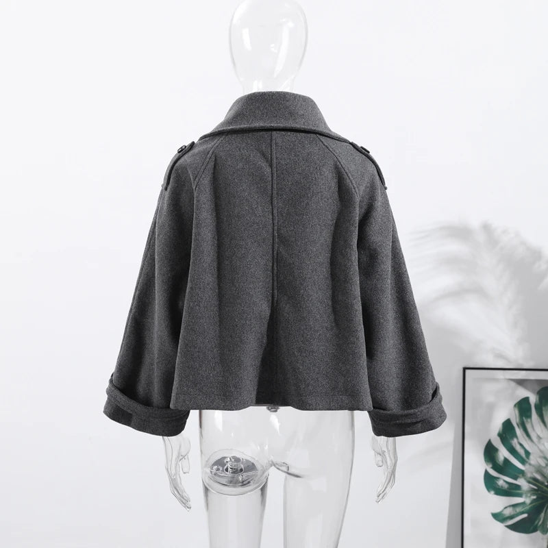 Manteau en laine femme, coupe ample, fermeture zippée et poches