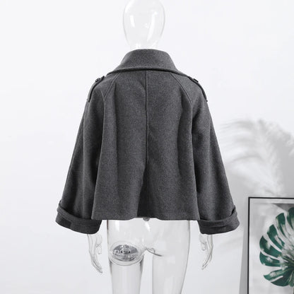 Manteau en laine femme, coupe ample, fermeture zippée et poches