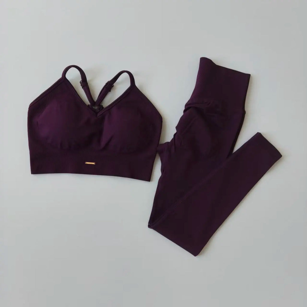 Nouvel ensemble de sport taille haute pour femme, couleur pêche, anti-choc, pour le yoga, la course et le style