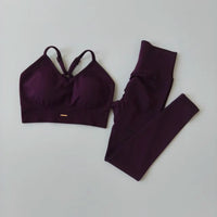 Nouvel ensemble de sport taille haute pour femme, couleur pêche, anti-choc, pour le yoga, la course et le style