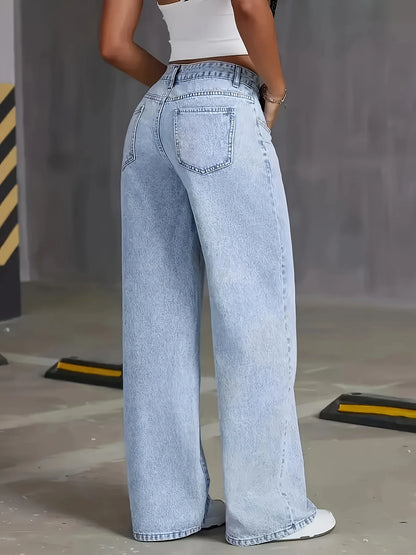Jean femme jambe large bleu clair
