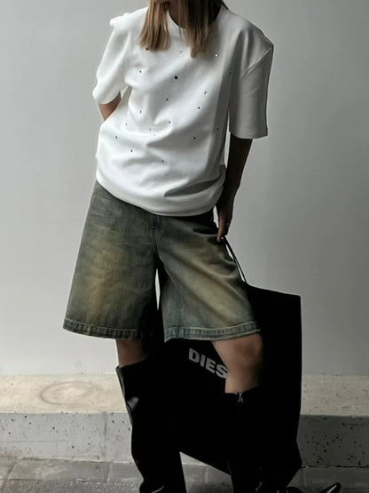 Shorts en Jean Femme Chic - Taille Haute, Style Coréen, Idéal pour Étudiantes