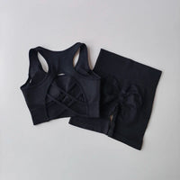 Ensemble de Yoga sans couture pour femmes, 2 pièces, soutien-gorge de Sport Sexy, taille haute, short de Sport, Fitness, sans manches, costume d'entraînement, vêtements de Sport