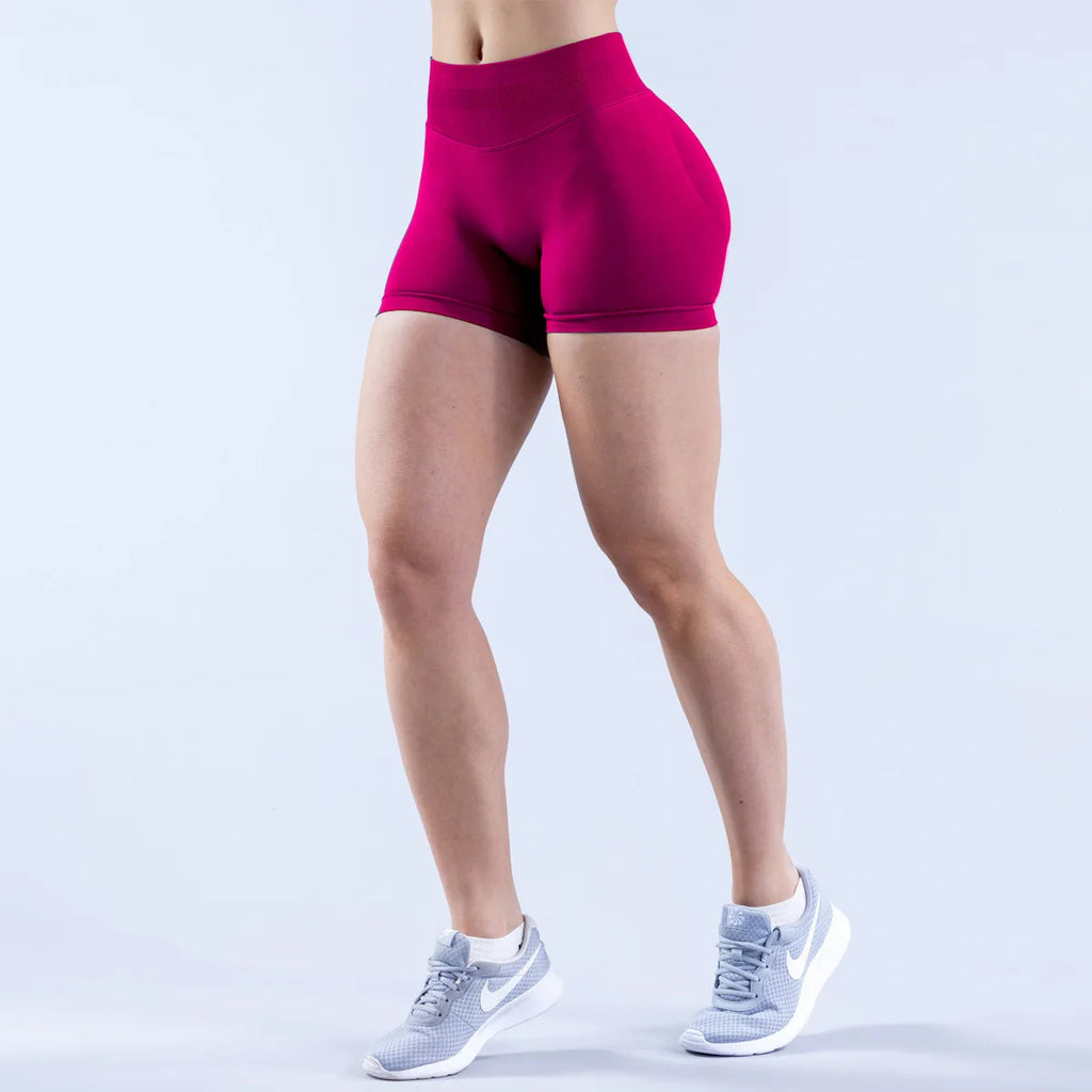 Shorts de yoga pour femmes, sans couture, taille haute, séchage rapide, haute élasticité, effet push-up, color block, pour la gym, le fitness et la course à pied
