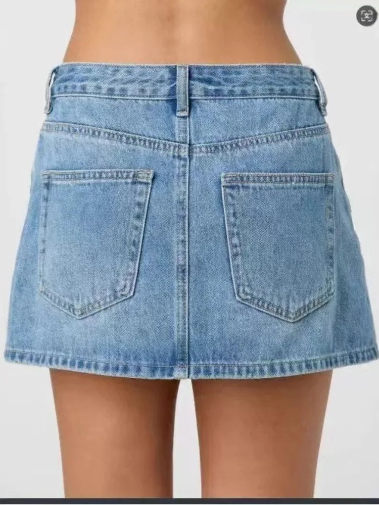 Jupe Courte en Jean Femme Taille Mi-Haute – Coupe Ajustée Élastique