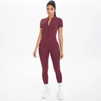 Combinaison de Sport Femme Dos Nu – Body Fitness Yoga Manches Courtes