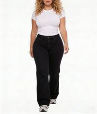 Jean taille haute à jambe large pour femme, en denim extensible, effet push-up et coupe sculptante, pour usage quotidien décontracté, tailles XS-2XL, livraison directe