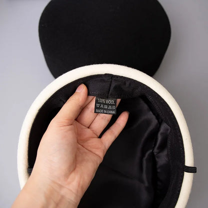 Chapeau Fedora en feutre à calotte rigide vintage pour femmes, 100% laine, béret plat, chapeau de mariage, fascinateur, chapeau de cocktail classique, chapeau pillbox