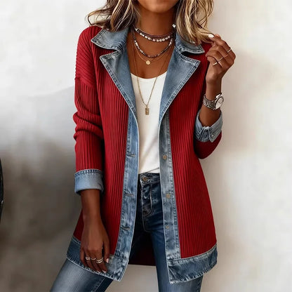 Veste en jean patchwork femme
