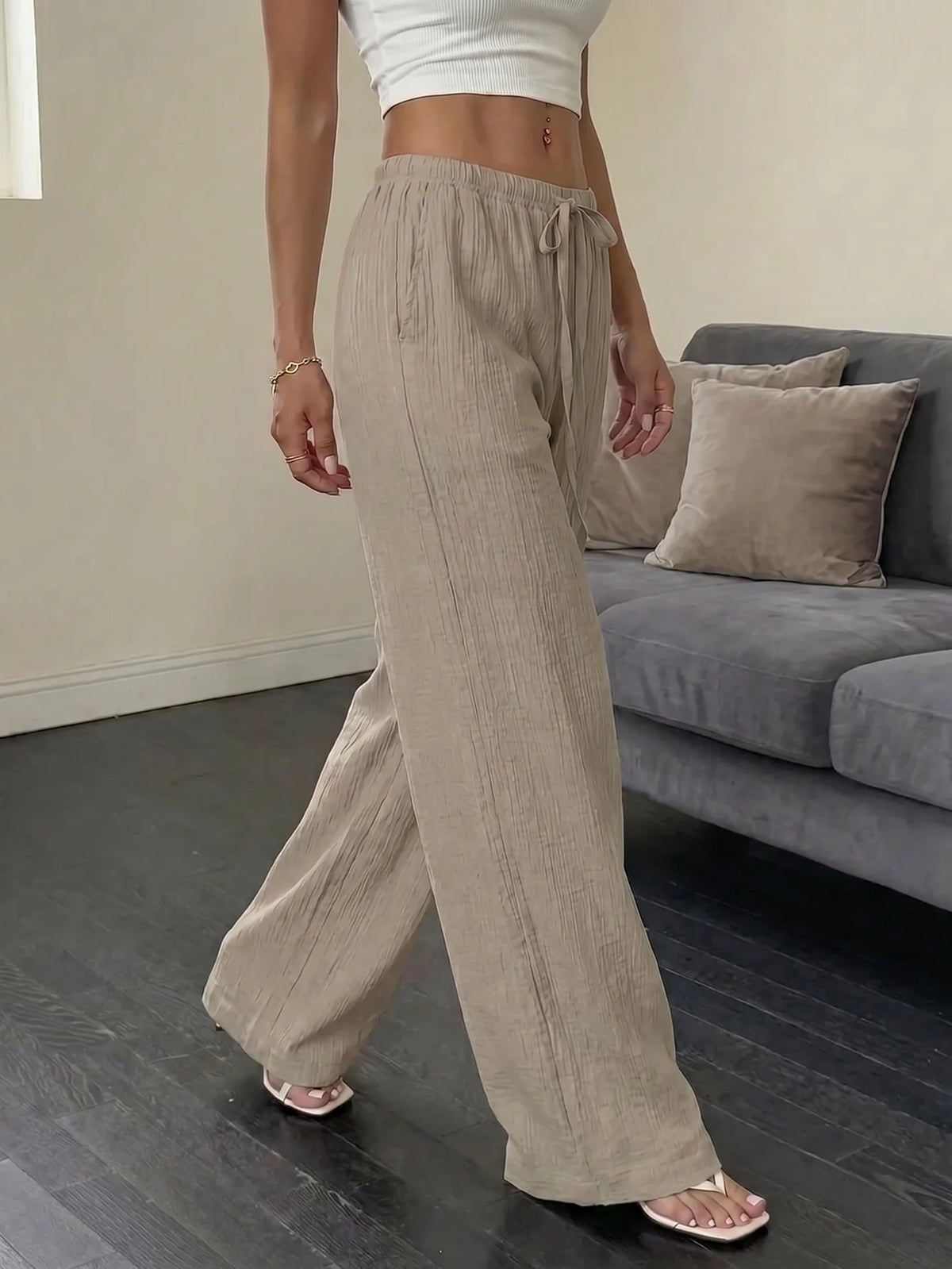 Pantalon large uni élégant et polyvalent pour femme