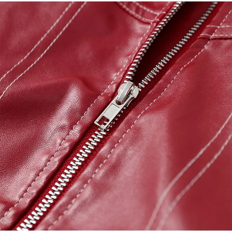 Veste courte matelassée bordeaux femme, col tailleur et zip