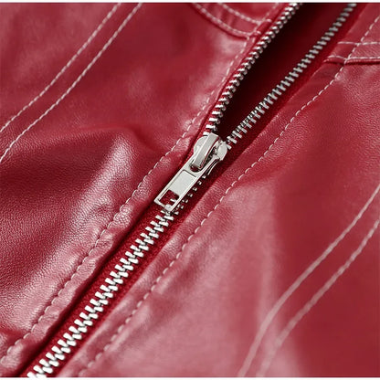 Veste courte matelassée bordeaux femme, col tailleur et zip