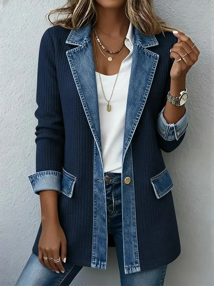 Veste en jean patchwork femme